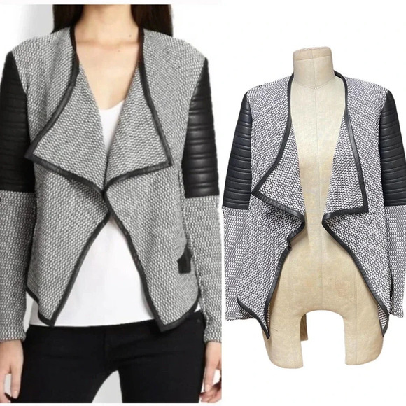 Generation Love Aston Bonded Faux-Leather Boucle Cardigan Blazer Size S‎ - Picture 1 of 11